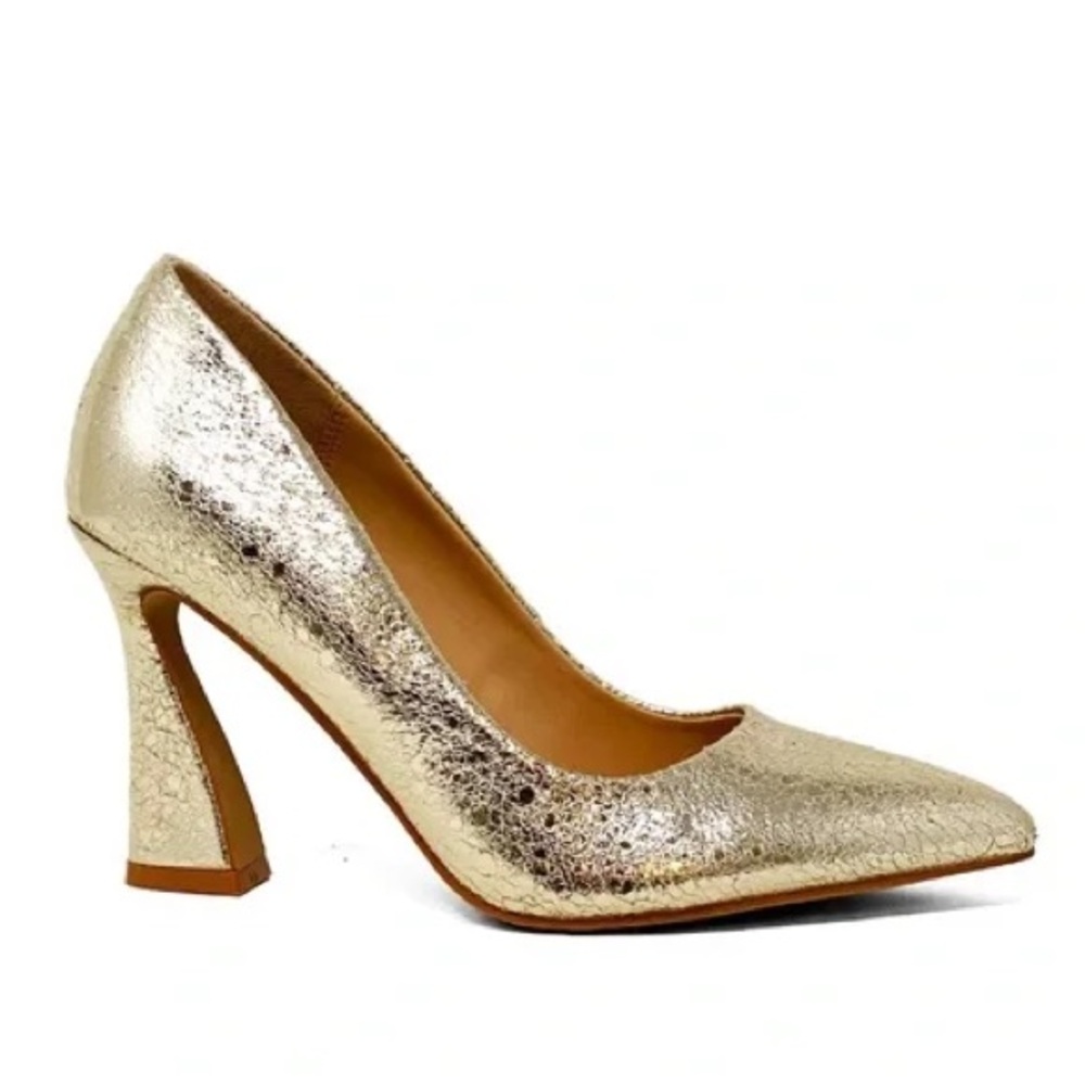 Vici Leonor ShuShop Industry Metallic Gold Pump Heels NWT - Picture 2 of 5